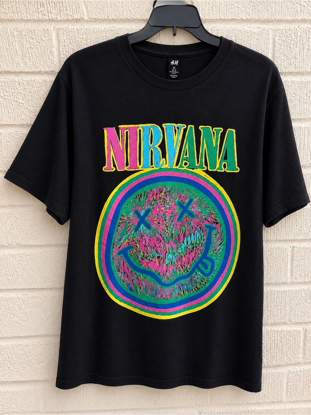 Nirvana H&M Graphic Band T-Shirt Black Unisex - Size Medium